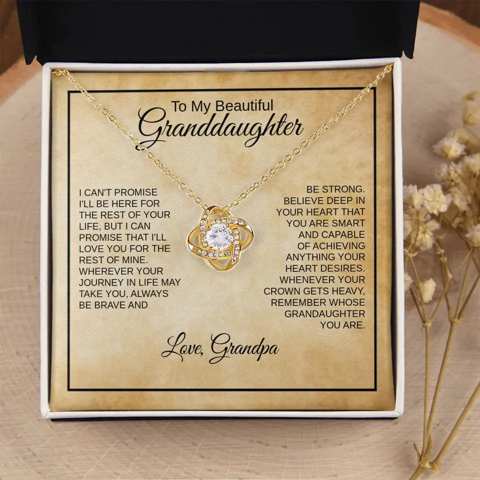 To My Beautiful Granddaughter (Name) - From Grandpa / Grandma | Love Knot Necklace