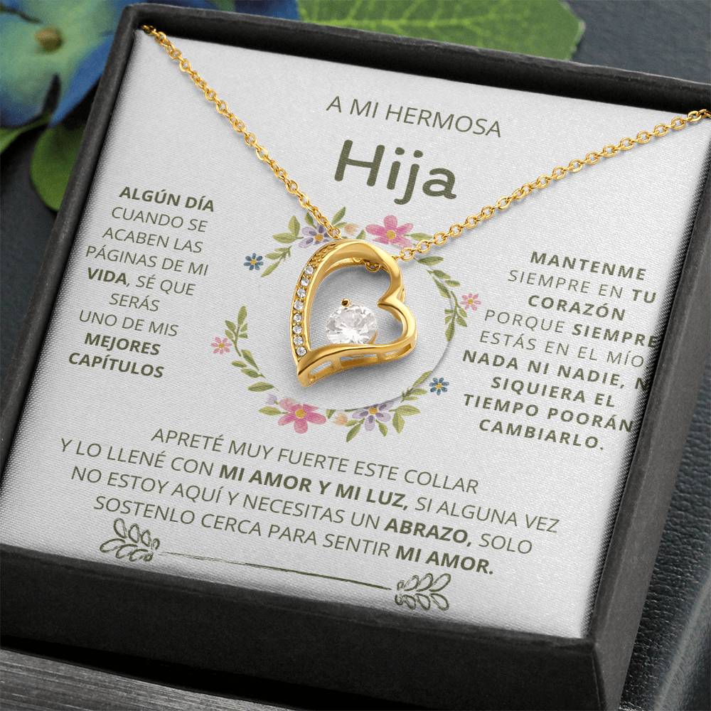 Daughter Gift, A Mi Hermosa Hija / Forever love heart jewelry necklace, for daughter, spanish