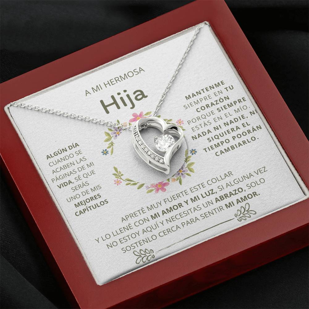 Daughter Gift, A Mi Hermosa Hija / Forever love heart jewelry necklace, for daughter, spanish