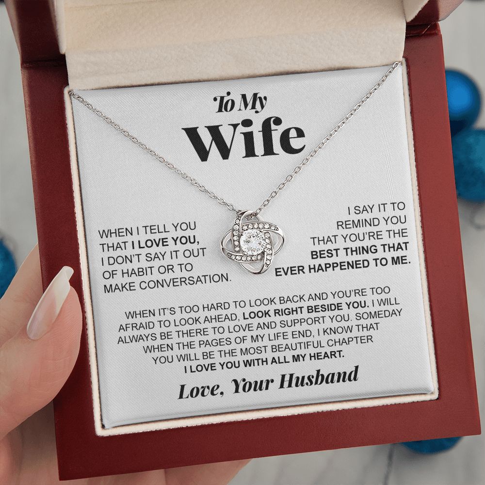 To My Wife - I Love You - Love Your Husband | Love Knot Necklace